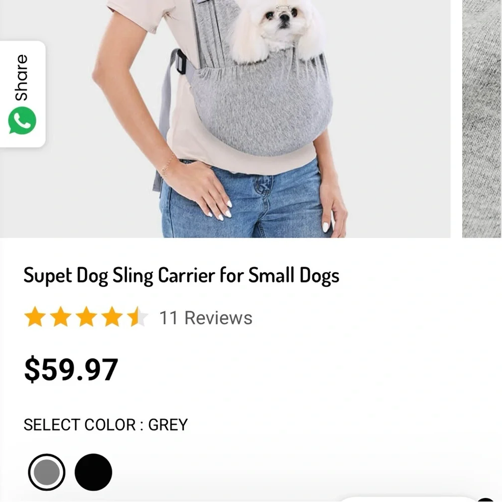 Supet gray Small/Medium Dog Carrier, wear as sling or over both shoulders! NWOT!
